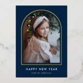 Happy New Year Navy Arch Foto Folie Feestdagenkaart (Voorkant)