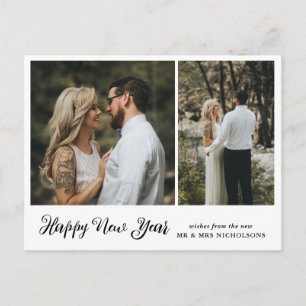 Happy New Year Newly Wed Couple Foto Feestdagenkaart