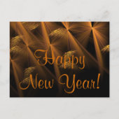 Happy New Year Night Reeds Abstract Fractal Feestdagenkaart (Voorkant)