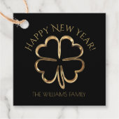 Happy New Year of Jouw tekst Four Leaf Clover Bedankjes Labels (Voorkant)
