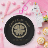 Happy New Year of Jouw tekst Four Leaf Clover Papieren Bordje (Feest)