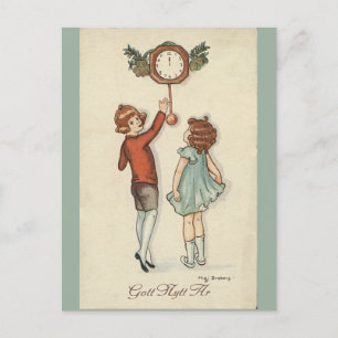 Happy New Year - oude Scandinavisch - Retro Feestdagenkaart