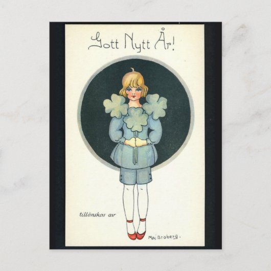 Happy New Year - oude Scandinavisch - Retro Feestdagenkaart (Voorkant)