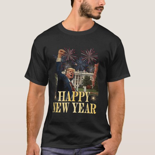 Happy New Year Party 2025 Trump 2024 Neem Amerika T-shirt (Voorkant)