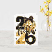 Happy New Year Party 2026 Ballon Family Matching M Kaart (Gele Bloem)