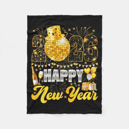 Happy New Year Party 2026 Balloon Family Matching Fleece Deken (Voorkant)