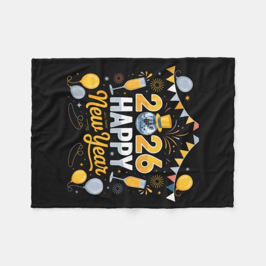 Happy New Year Party 2026 Balloon Family Matching Fleece Deken (Voorkant (Horizontaal))