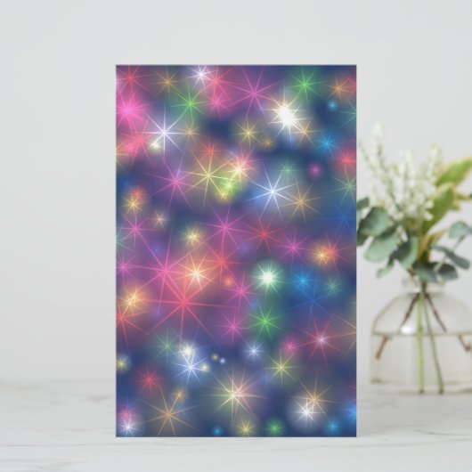 Happy New Year Party Glitter Stars Briefpapier (Staand voorkant)