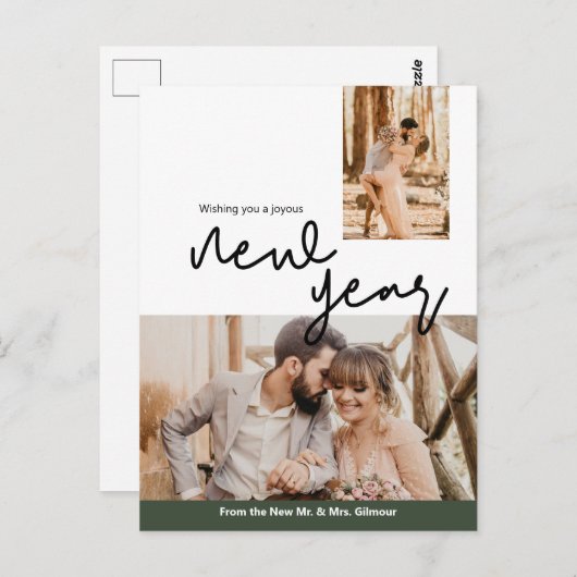 Happy New Year Passen getrouwd Mr. en Mrs Green Briefkaart (Voorkant / Achterkant)