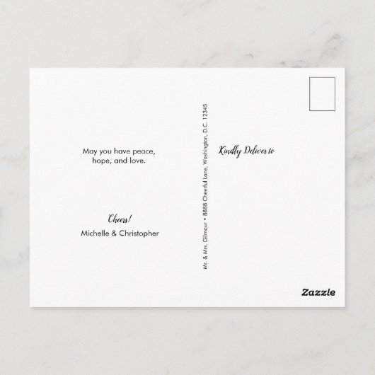 Happy New Year Passen getrouwd Mr. en Mrs Green Briefkaart (Achterkant)