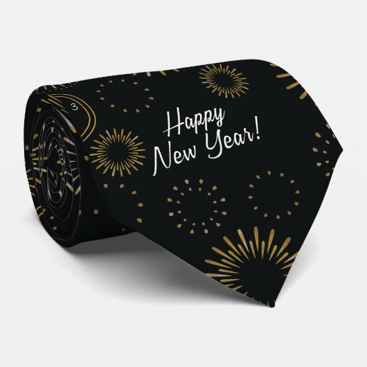 Happy New Year Pattern - Stropdas (Opgerold)
