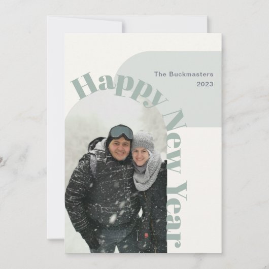 Happy New Year Photo Arch Mint Holiday Card Feestdagenkaart (Voorkant)