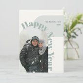 Happy New Year Photo Arch Mint Holiday Card Feestdagenkaart (Staand voorkant)