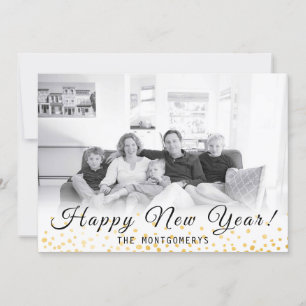 Happy New Year Photo Gold Confetti 2024 Feestdagenkaart