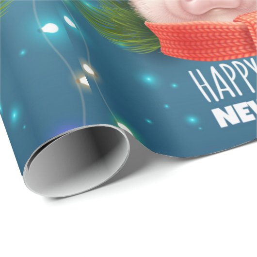 Happy New Year Pig Cadeaupapier (Rol Hoek)
