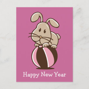 Happy New Year Rabbit Card Feestdagenkaart