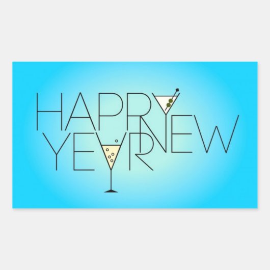Happy New Year Rectangle Stickers (Voorkant)