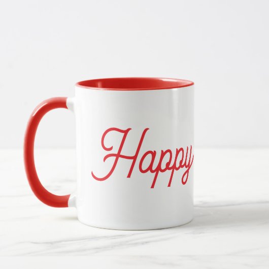 Happy New Year Red & White Ceramic Mug (Gauche)