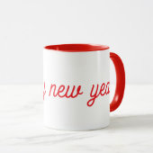 Happy New Year Red & White Ceramic Mug (Devant droit)