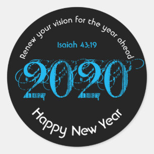 Happy New Year RENEW VISION 2020 Stylish Black Ronde Sticker