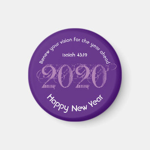 Happy New Year RENEW VISION 2020 Stylish Paars Magneet