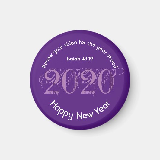 Happy New Year RENEW VISION 2020 Stylish Paars Magneet (Voorkant)