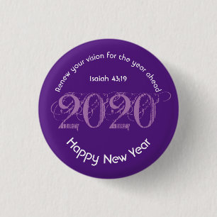 Happy New Year RENEW VISION 2020 Stylish Paars Ronde Button 3,2 Cm