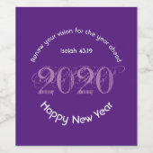 Happy New Year RENEW VISION 2020 Stylish PAARS Wijn Etiket (Enkel label)