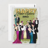 Happy New Year  Retro Art Deco Briefkaart (Voorkant / Achterkant)