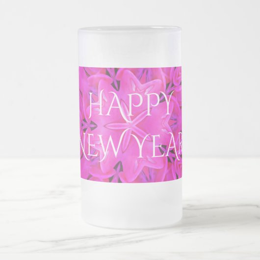 Happy New Year Ringer Frosted Glass Matglas Bierpul (Center)