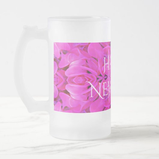 Happy New Year Ringer Frosted Glass Matglas Bierpul (Links)