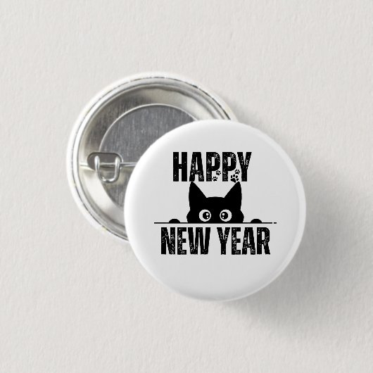 HAPPY NEW YEAR RONDE BUTTON 3,2 CM (Voorkant /achterkant)