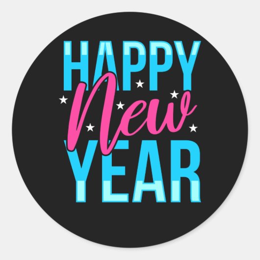 Happy New Year Ronde Sticker (Voorkant)