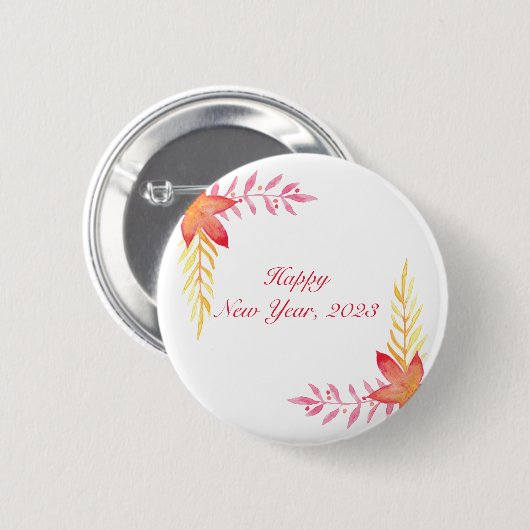 Happy new year Round Button (Voorkant /achterkant)