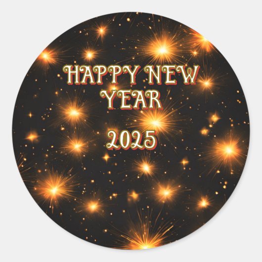Happy New Year Round Stickers (Voorkant)