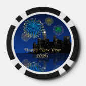 Happy New Year’s Eve Midnight Fireworks City Light Poker Chips (Achterkant)