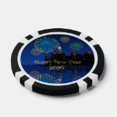 Happy New Year’s Eve Midnight Fireworks City Light Poker Chips (Enkel)