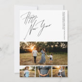 Happy New Year Script 6-Photo Collage Pregnancy Feestdagenkaart (Voorkant)