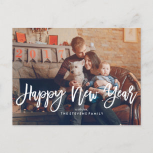 Happy New Year Script-foto Feestdagenkaart