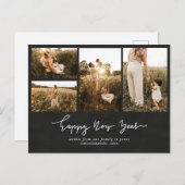 Happy New Year-script | Multi Photo Feestdagenkaart (Voorkant / Achterkant)