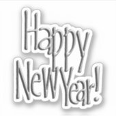 Happy New Year Silver Sticker (Voorkant)
