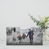 Happy New Year Simple Script Modern Minimal Photo Feestdagenkaart (Staand voorkant)