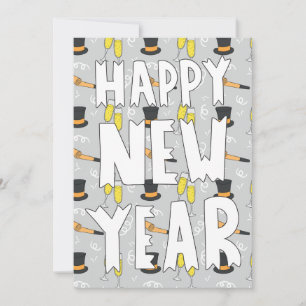 Happy New Year Sketchy Uitnodiging