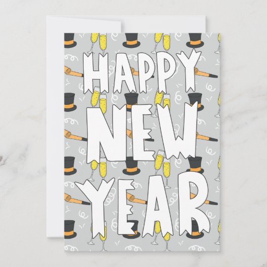 Happy New Year Sketchy Uitnodiging (Voorkant)