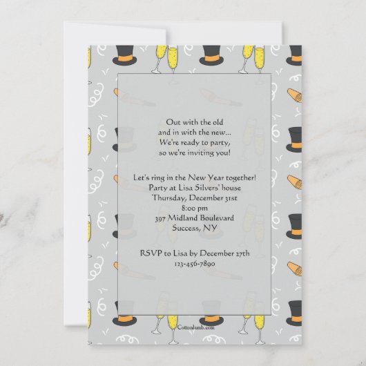 Happy New Year Sketchy Uitnodiging (Achterkant)