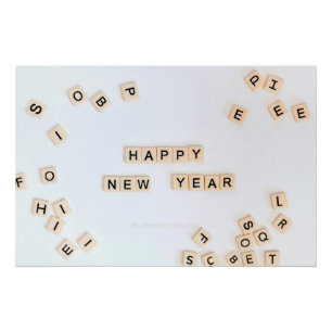 Happy New Year SlipperyJoe's verschillende letter  Perfect Poster