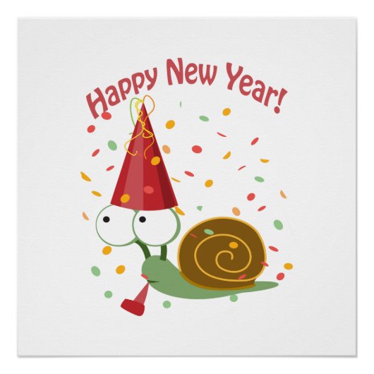 Happy new Year Snail Perfect Poster (Voorkant)