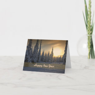 Happy New Year Snow & Sun Wenskaart Feestdagen Kaart