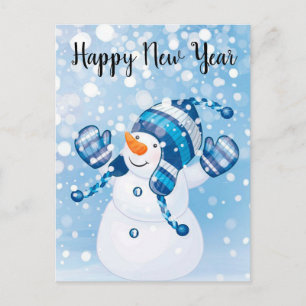 Happy New Year Snowman Briefkaart