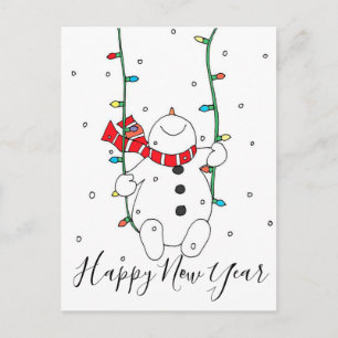 Happy New Year Snowman Briefkaart